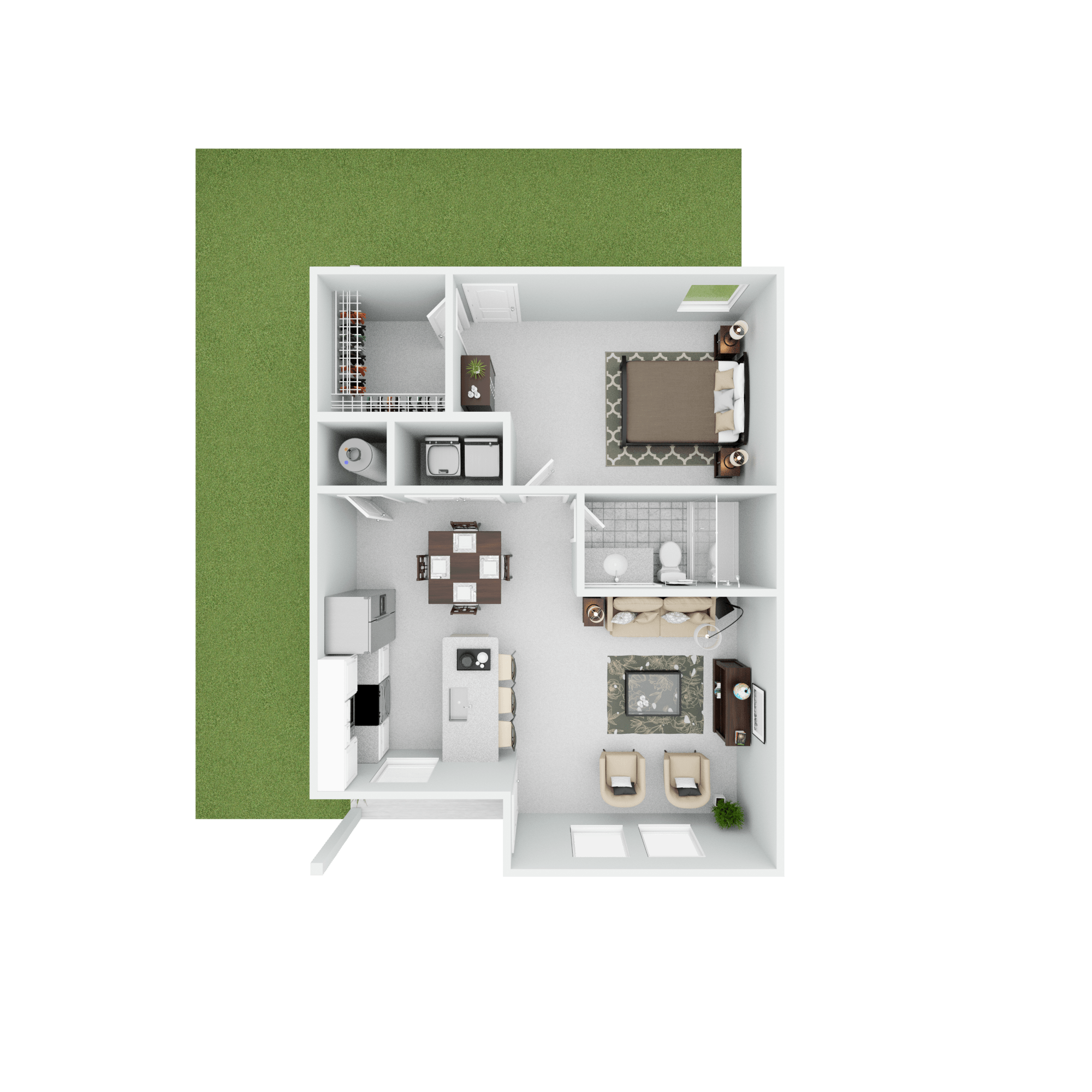 A floor plan of a house with a kitchen